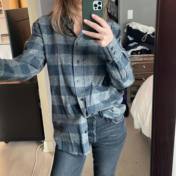 Iro Grey and Blue Plaid Shirt, Size S - Picture 2 of 7